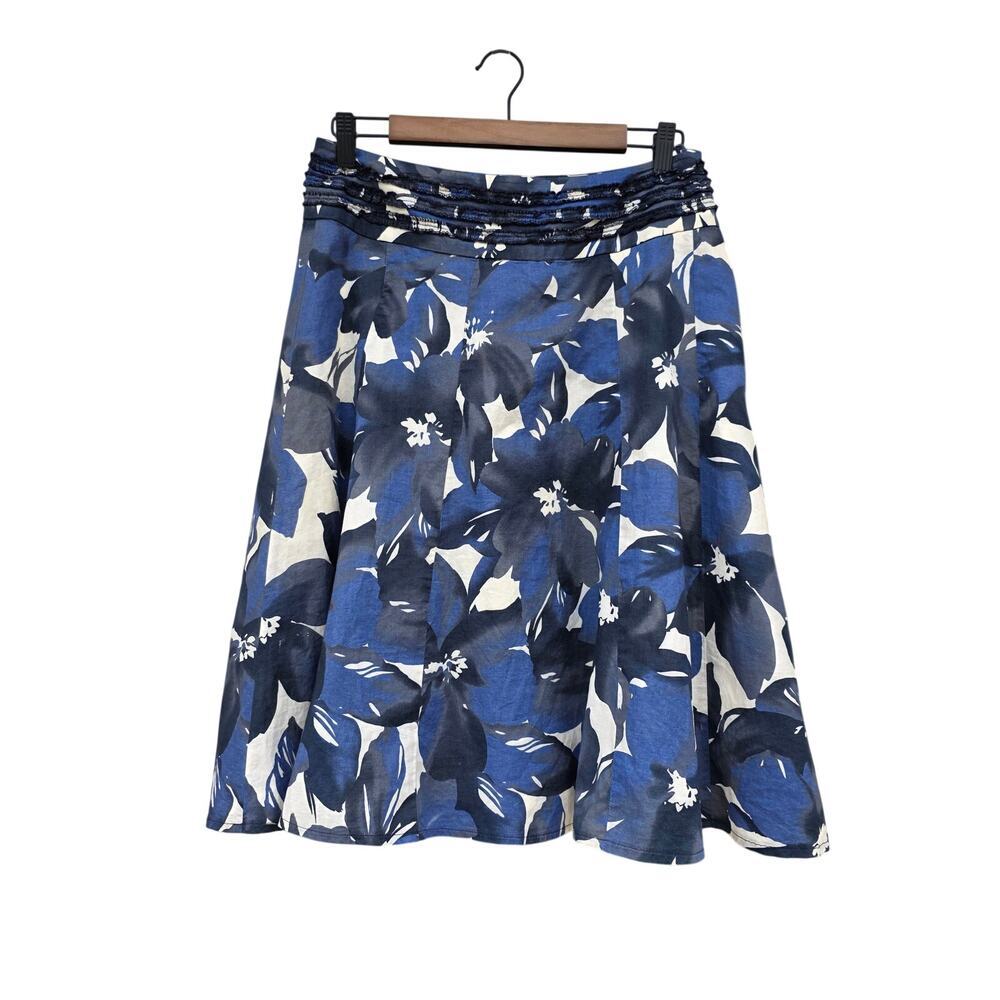 Next Floral Midi Skirt Navy Blue Cottage core Size 10